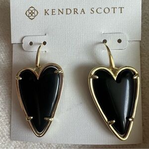 Kendra Scott Gold and Black Heart Earrings